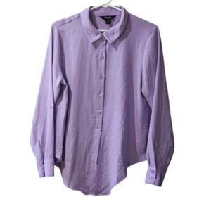 Simply Vera Vera Wang Purple Blouse with Classic Collar Medium